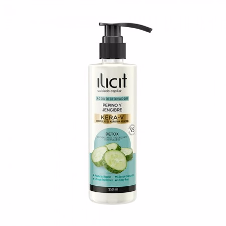 Condicionador Detox Pepino e Gengibre Ilicit Kera-V Unissex 350ml
