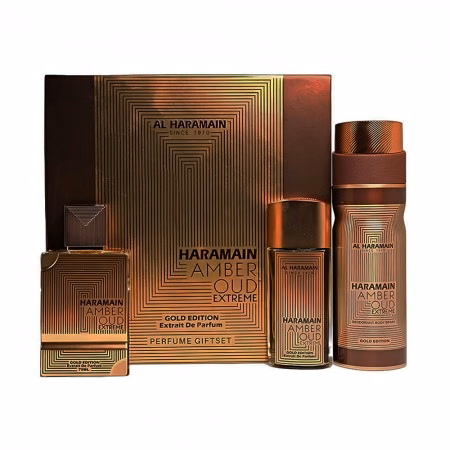 Kit Perfume Al Haramain Amber Oud Gold Edition Extreme Unissex 3pcs
