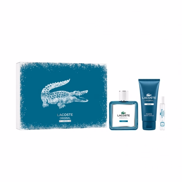 Kit Perfume Lacoste Original Aqua Masculino 3pcs