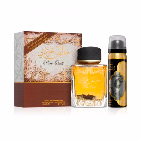Kit Perfume Lattafa Pure Oudi EDP Unissex 100ml +  Spray Corporal...