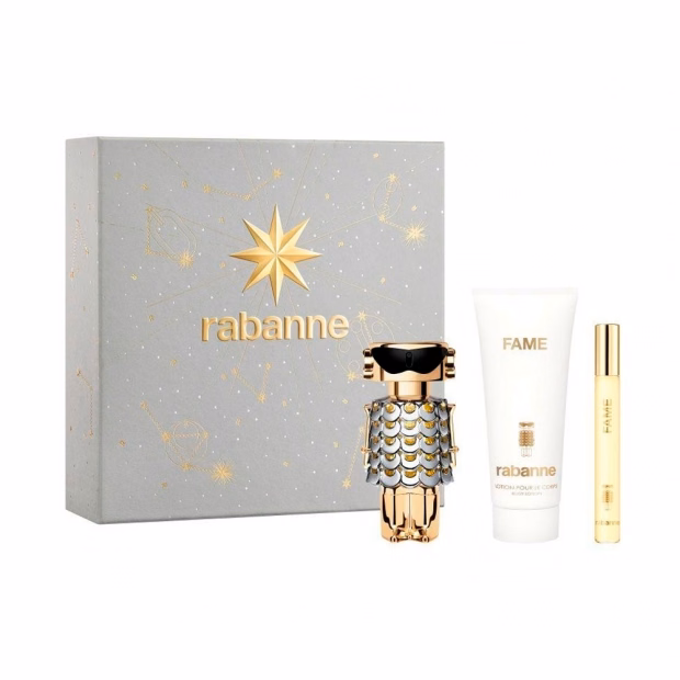 Kit Perfume Rabanne Fame Feminino Eau de Parfum (80ml + Loção Corporal 100ml + Travel Spray 10ml)