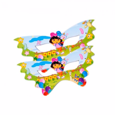 Máscara para Festa Infantil Dora Aventureira com Elástico - Pacote com 10 Unidades