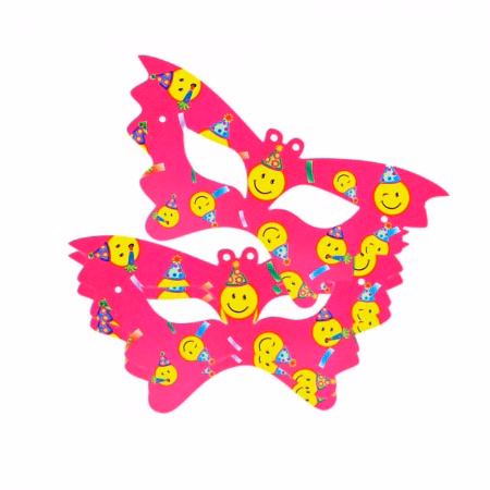 Máscara para Festa Smiley Rosa com Elástico - 10 Unidades
