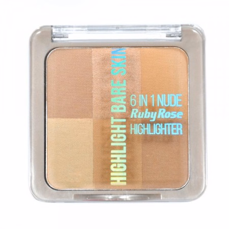 Pó Iluminador Ruby Rose Bare Skin 6 em 1 Nude HB-7214 - Cor 1