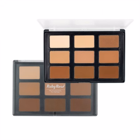 Paleta de Contorno Facial Ruby Rose Nude Make Up 9 Cores