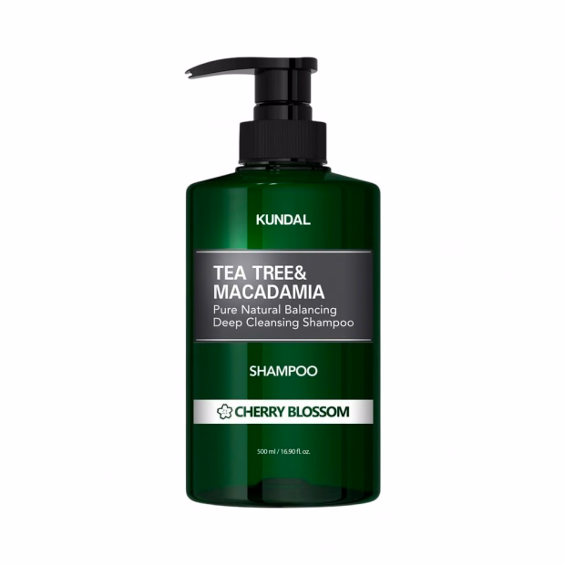 Shampoo KUNDAL Tea Tree & Macadamia Pure Natural Balancing Deep Cleansing Cherry Blossom Unissex 500ml